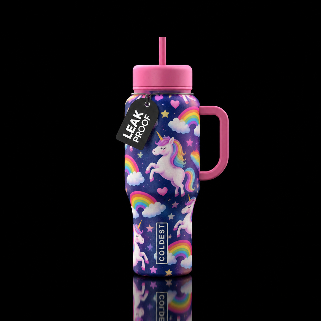 unicorns and rainbows water bottle design
