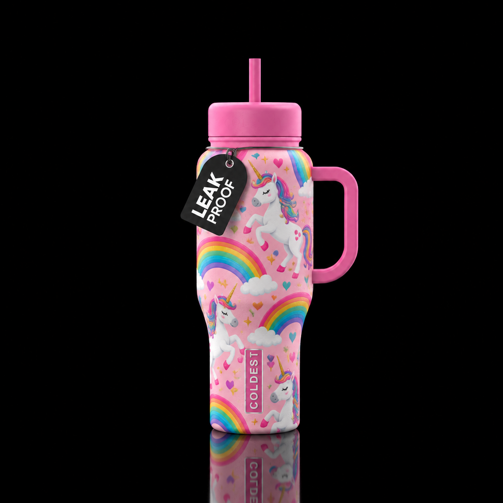 unicorns and rainbows water bottle design