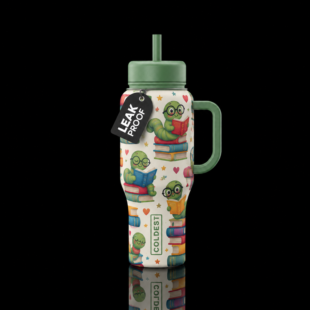 book worms water bottle design