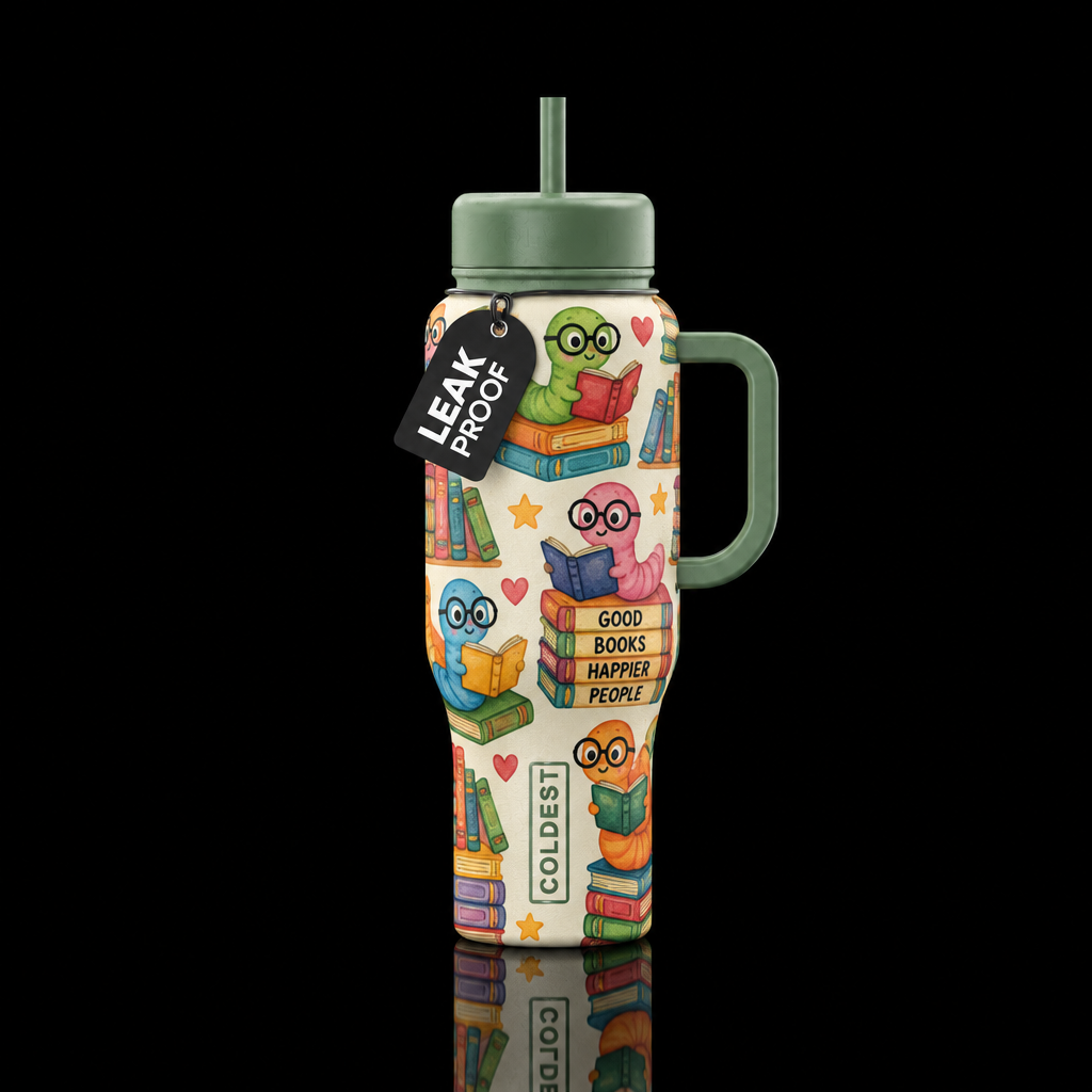 book worms water bottle design