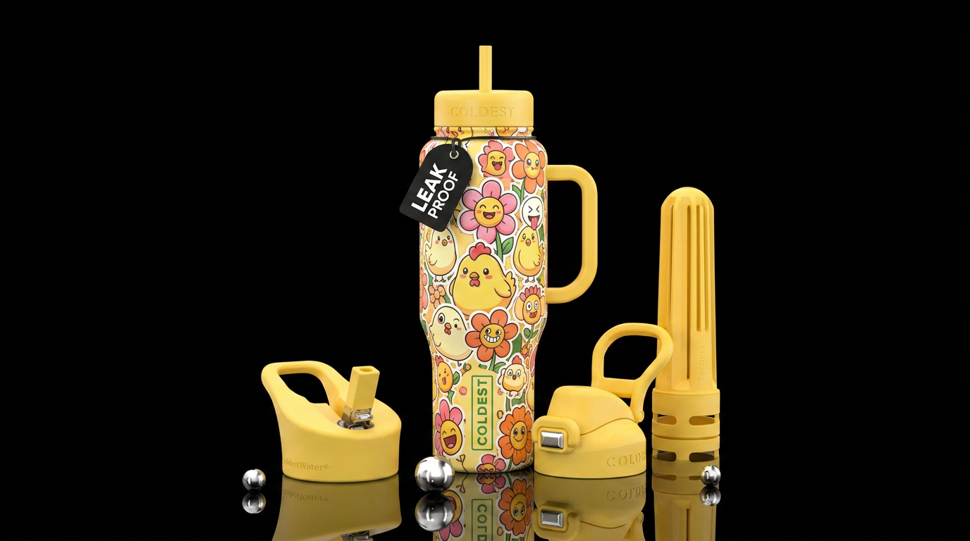 flowers & chicks water bottle design