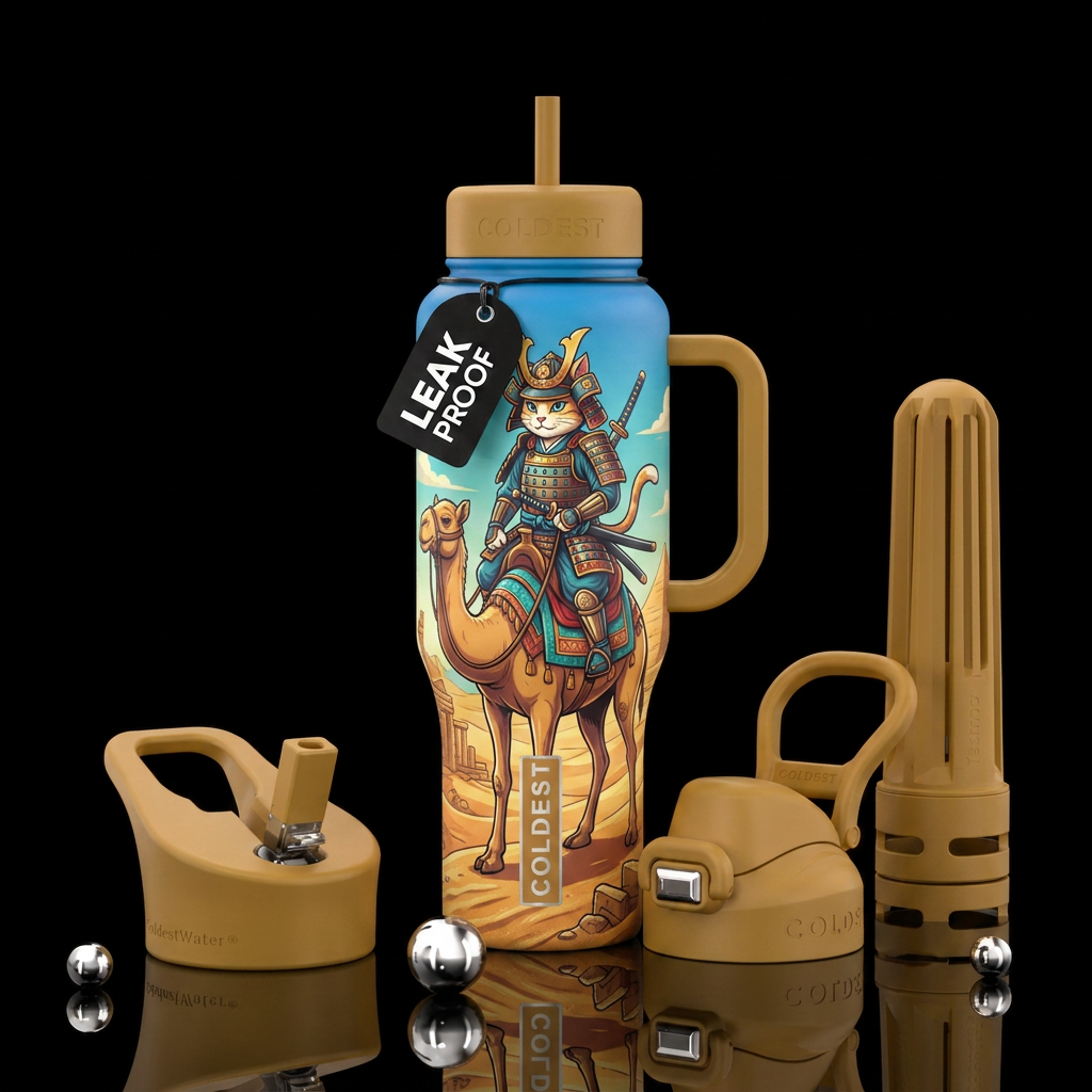 Cat of the desert water bottle design