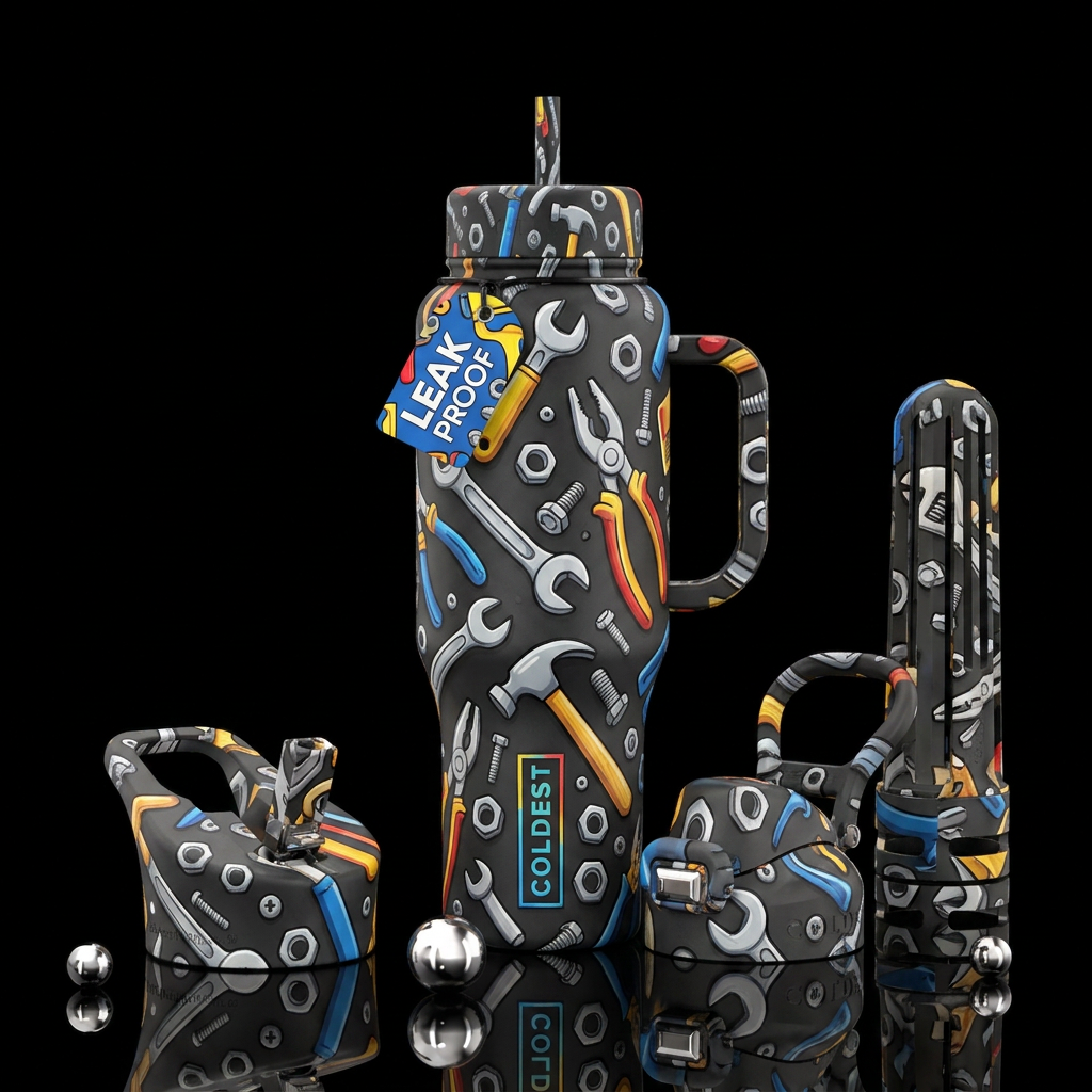 In the garage water bottle design