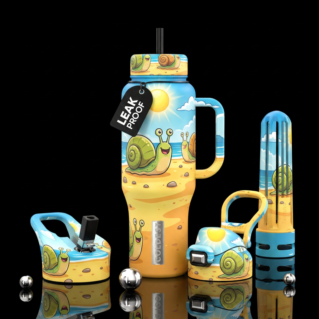 Happy snails water bottle design