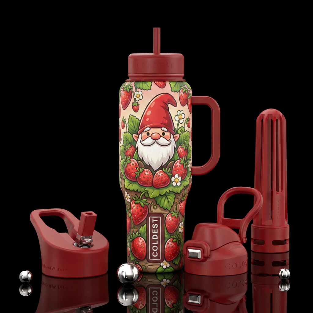 I want strawberries water bottle design