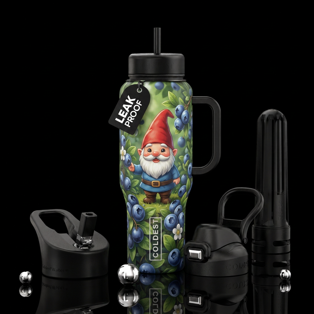 I want blueberries water bottle design