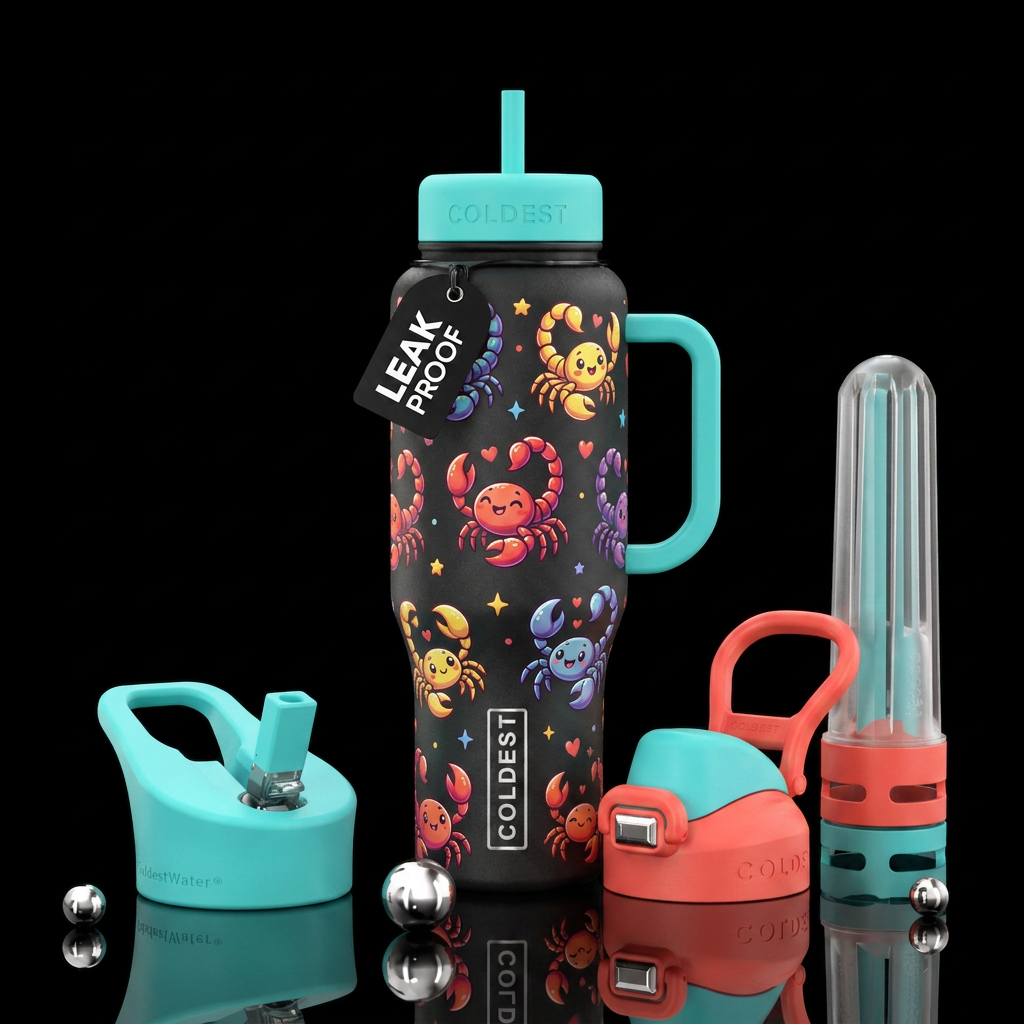 happy scorpions water bottle design