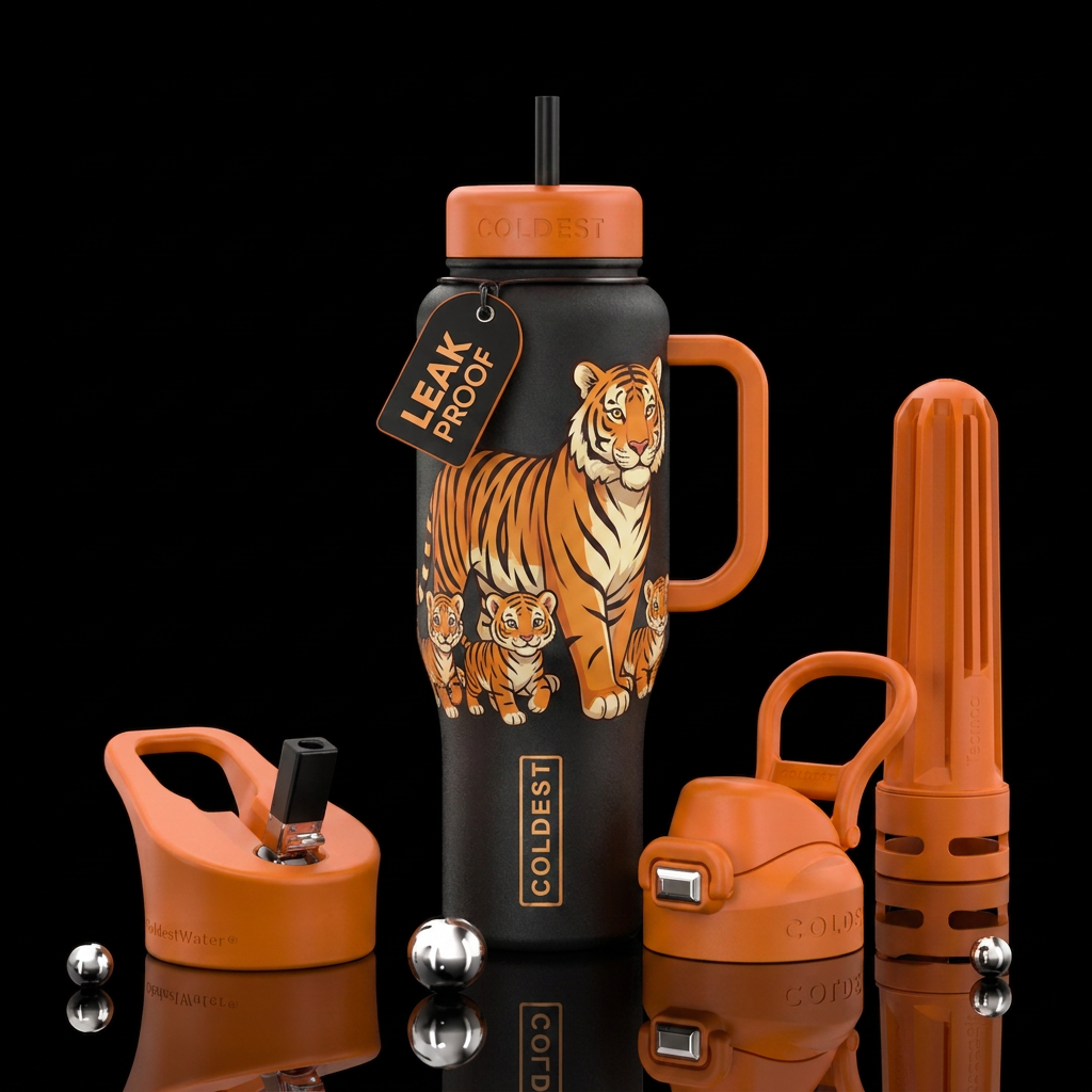 Tiger family water bottle design