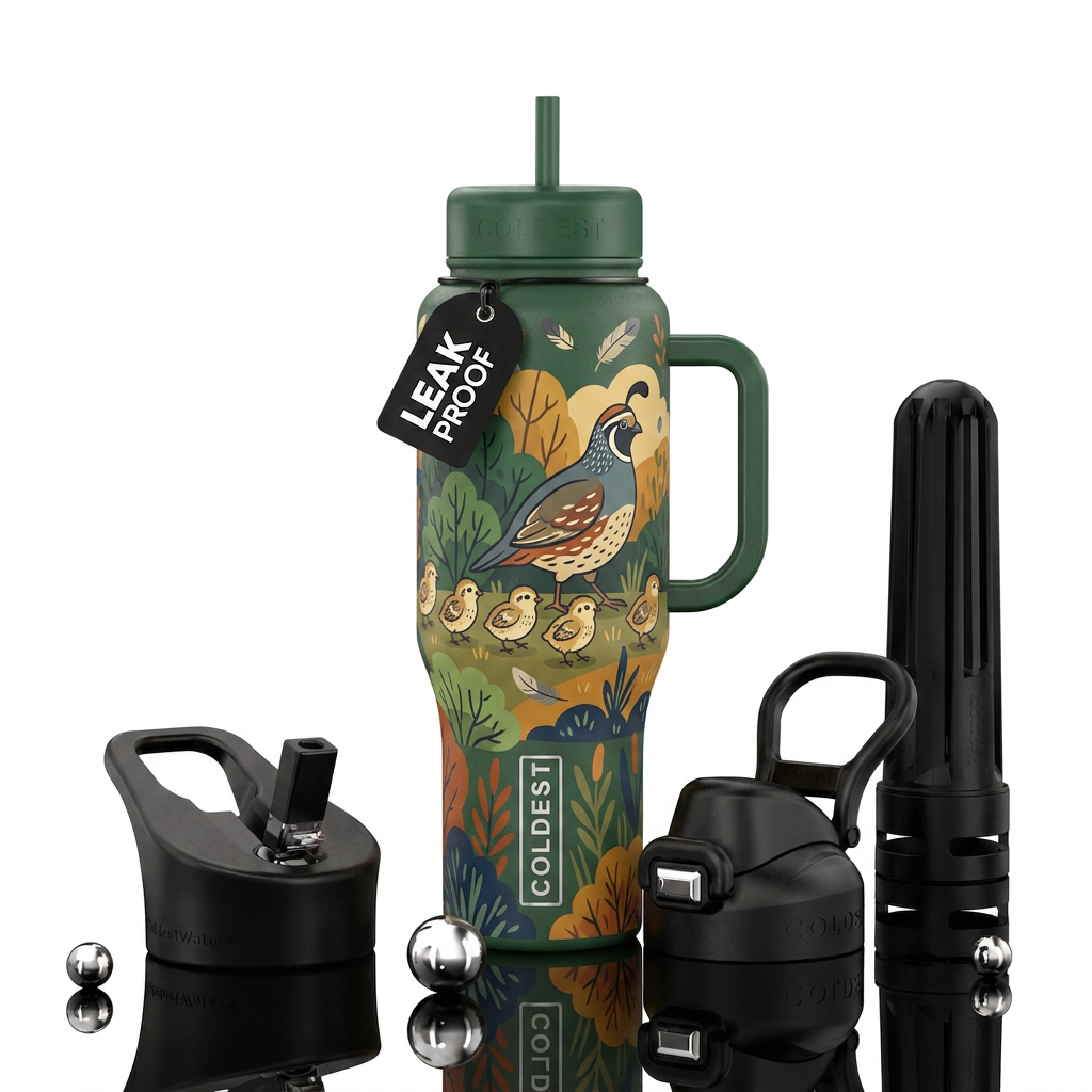 Quail family water bottle design