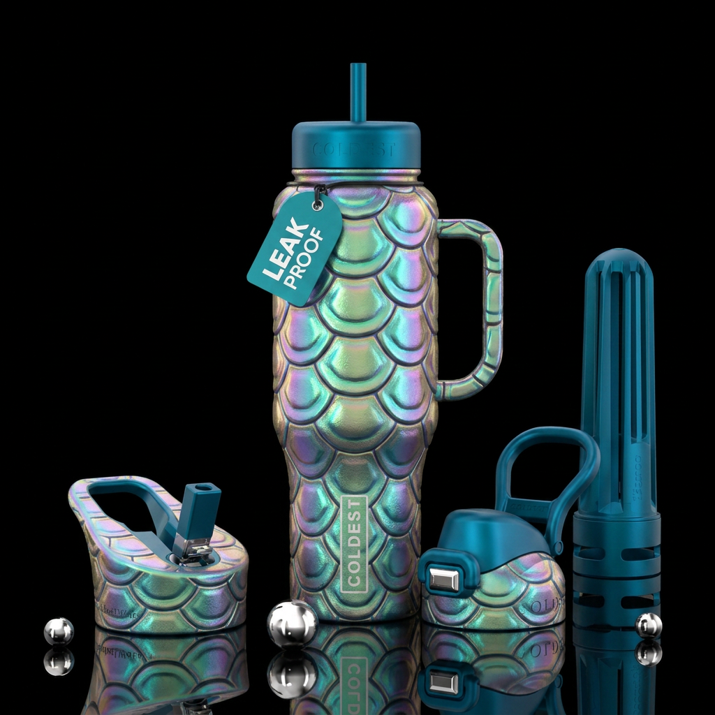 shiny shell water bottle design