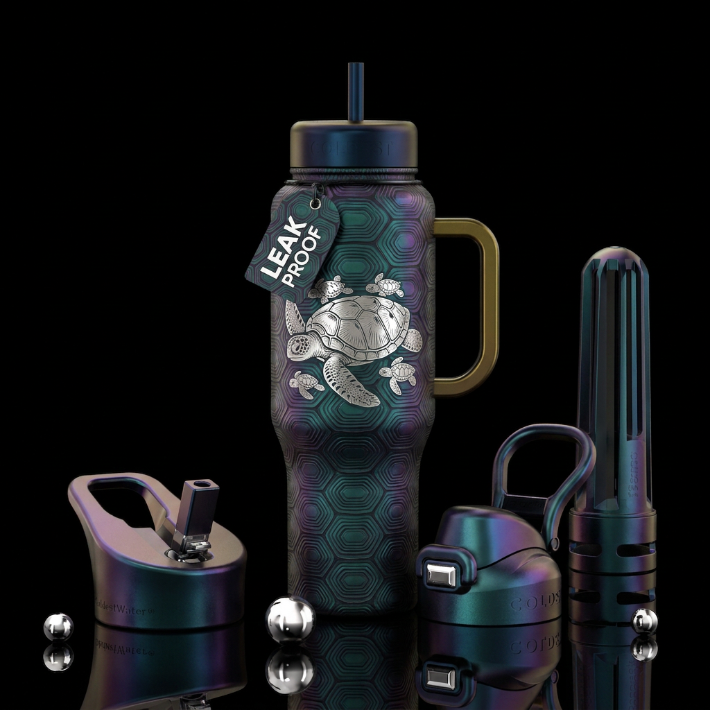 turtle family water bottle design