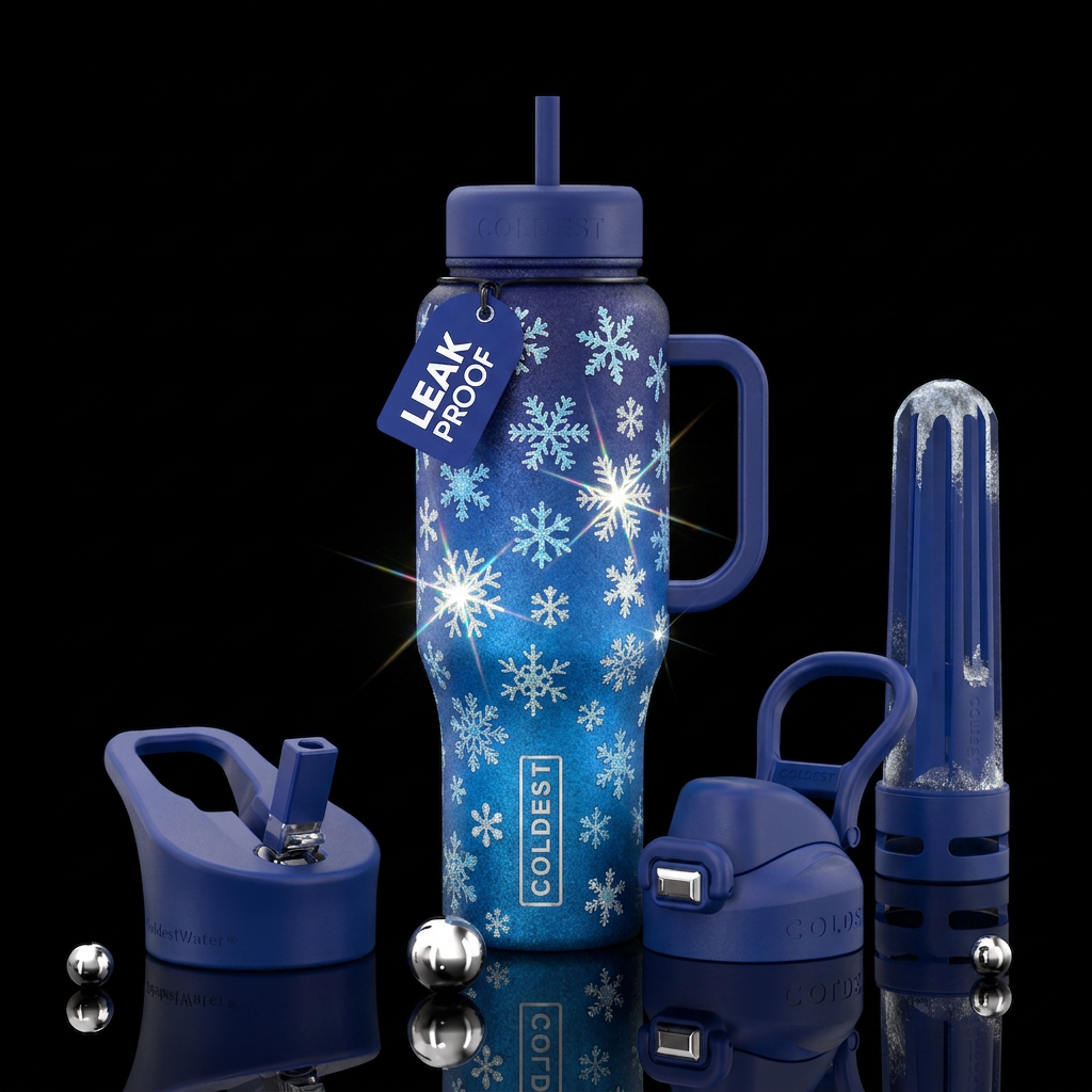 Snow fall water bottle design