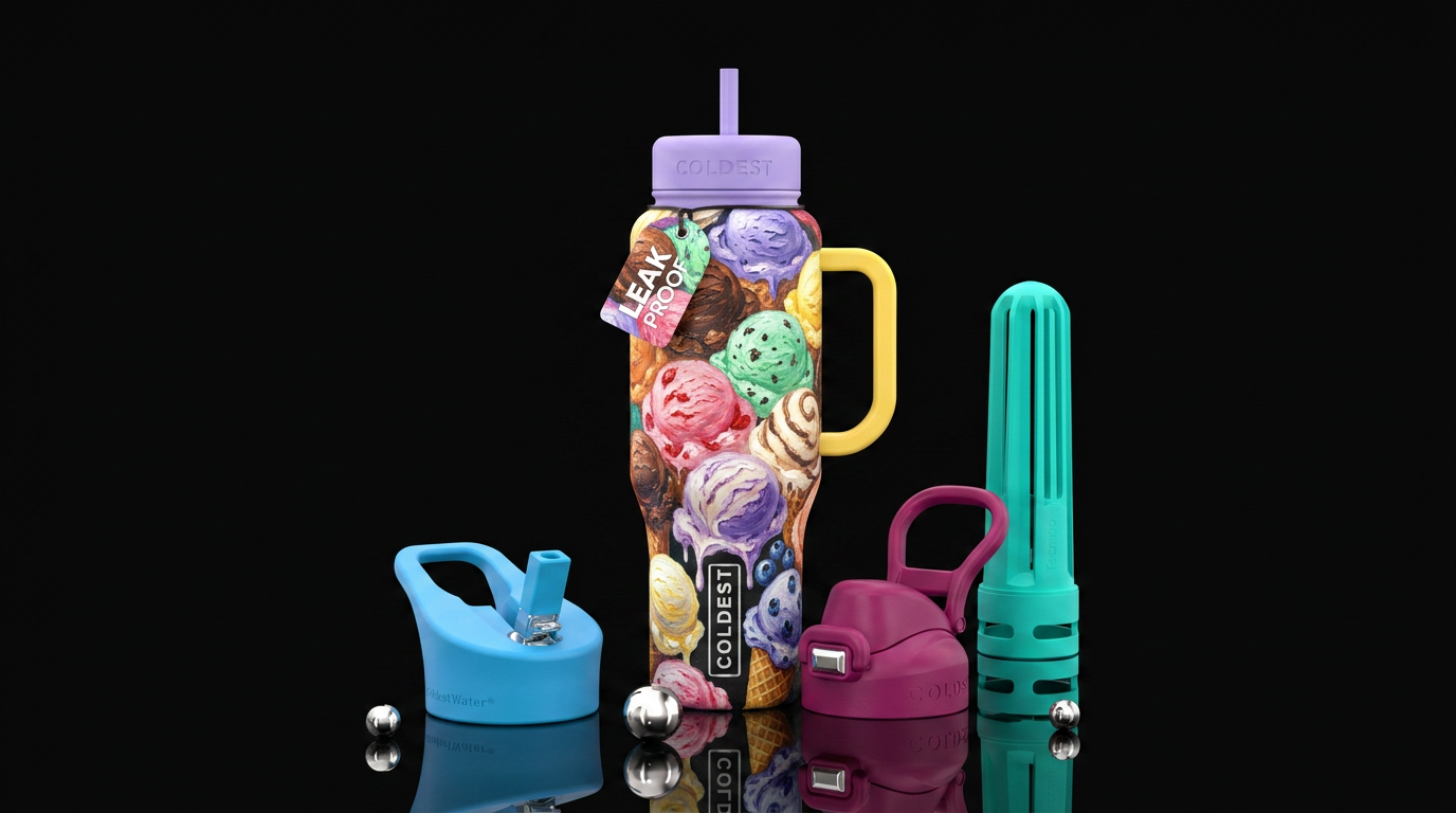 Ice cream flavors water bottle design