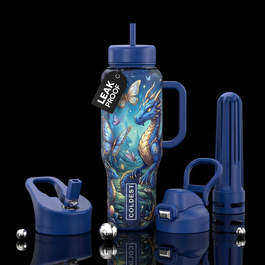 Butterfly and dragon water bottle design
