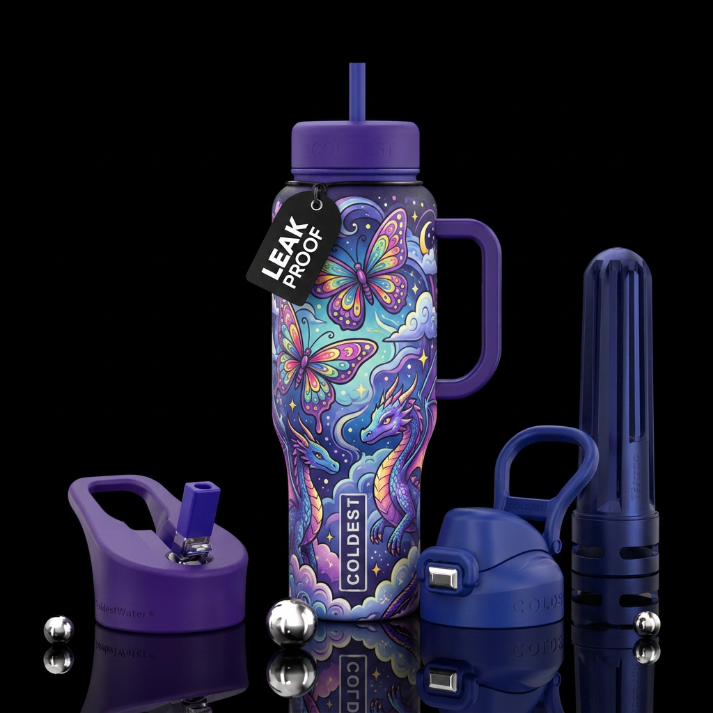dragons and butterflys water bottle design