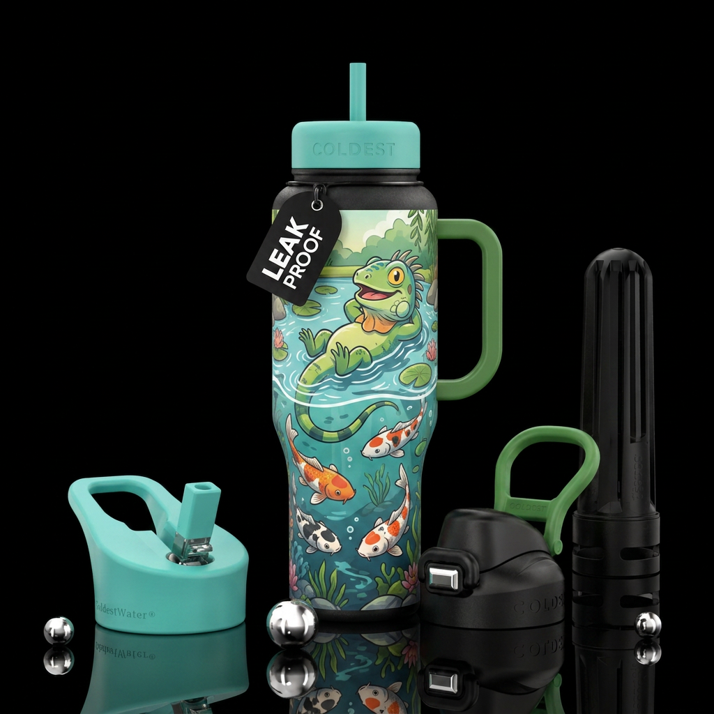 koi pond water bottle design