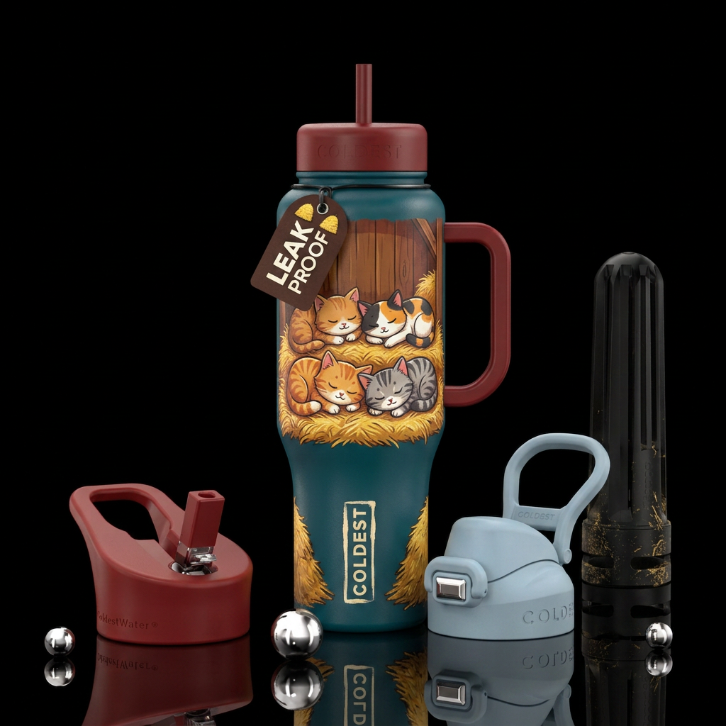 barn cats water bottle design