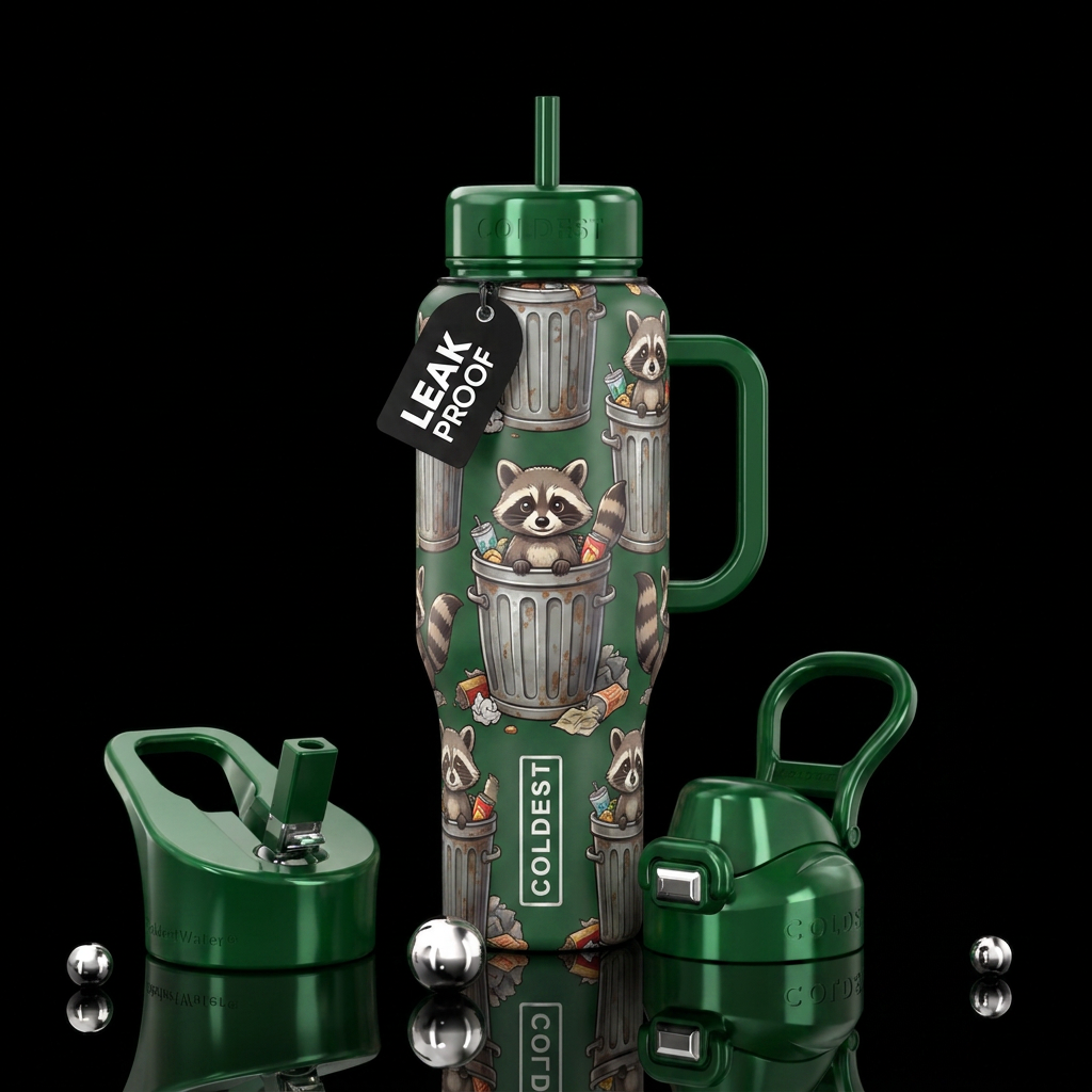 Trash pandas water bottle design