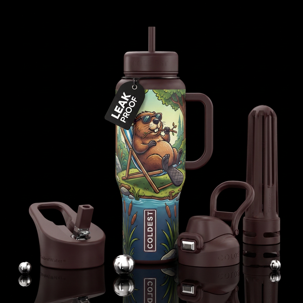 happy beaver water bottle design