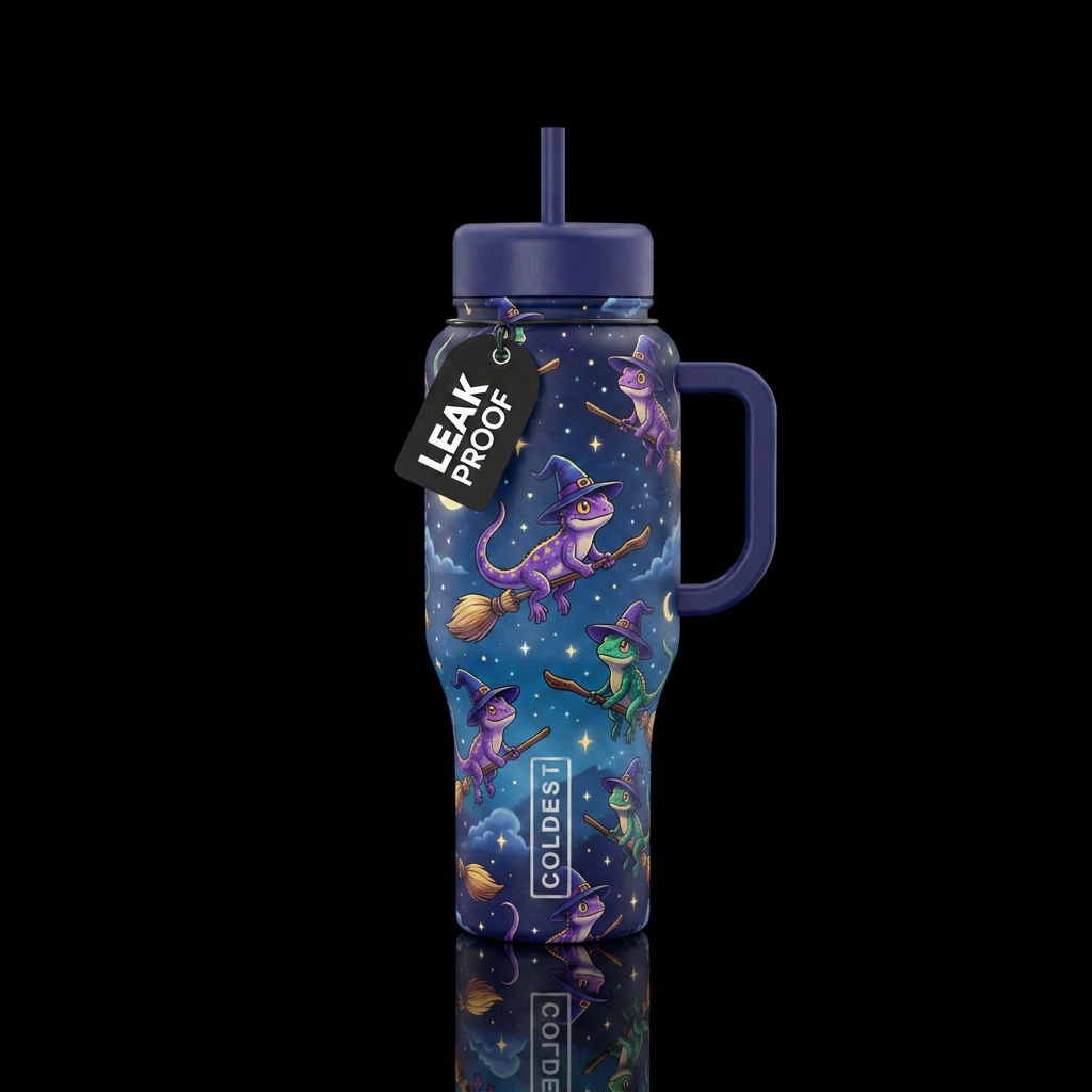 Magical lizards water bottle design