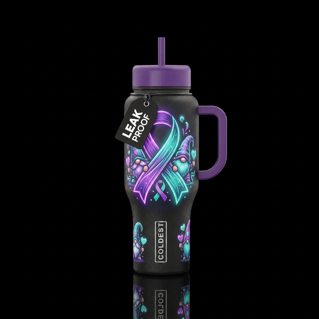 Suicide awareness ribbon , glowie, artistic with g... water bottle design