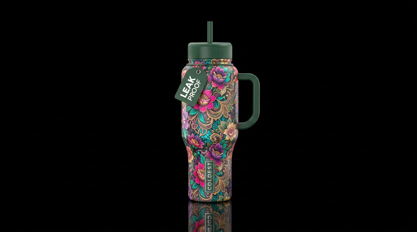 Floral laces, garden water bottle design