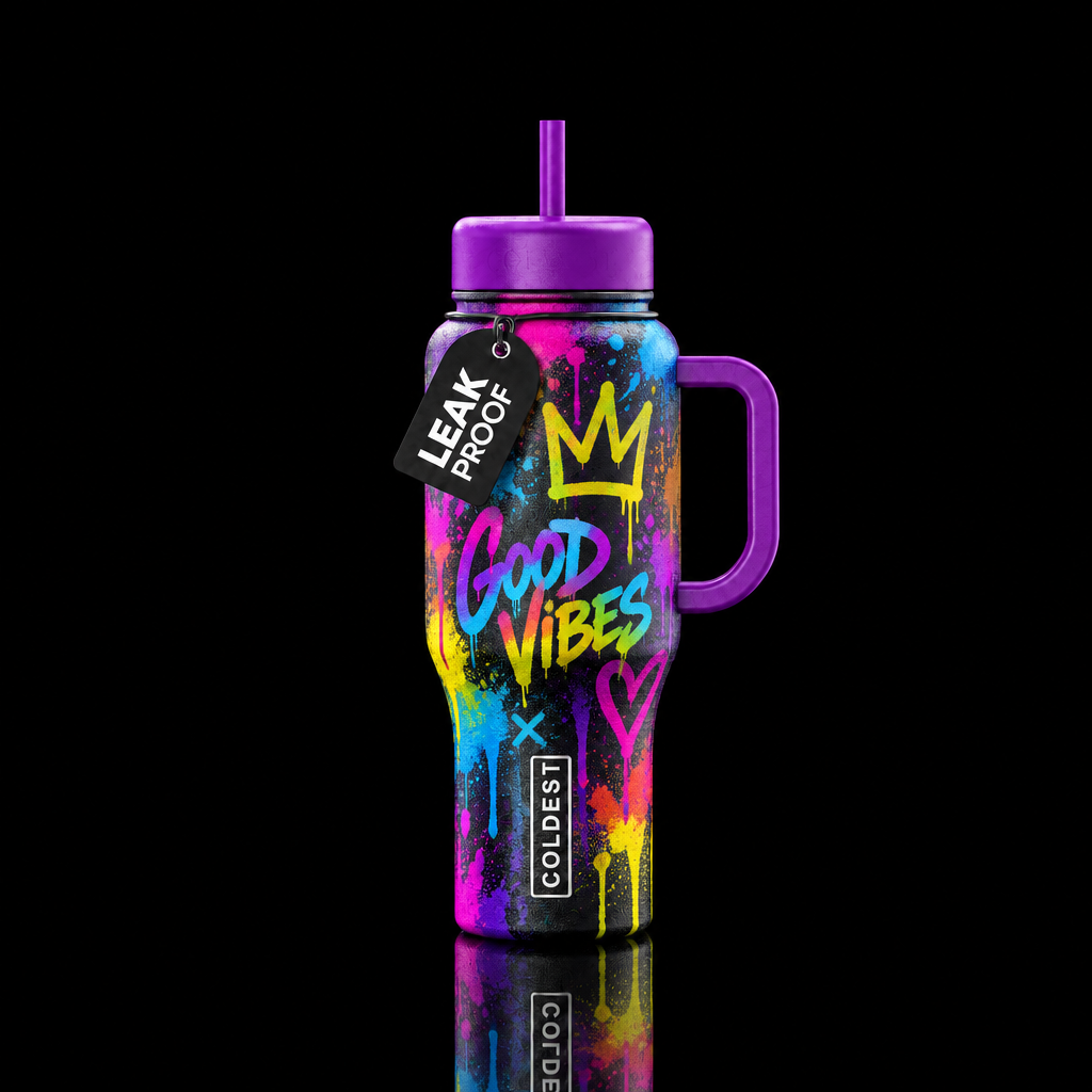 graffiti art, alternative, energetic,, tie-dye, gl... water bottle design