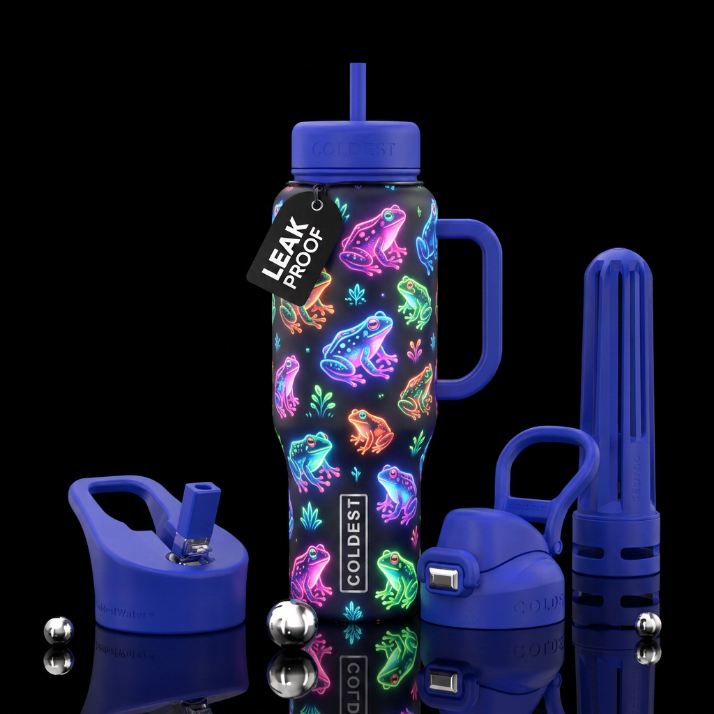 Glow frogs water bottle design