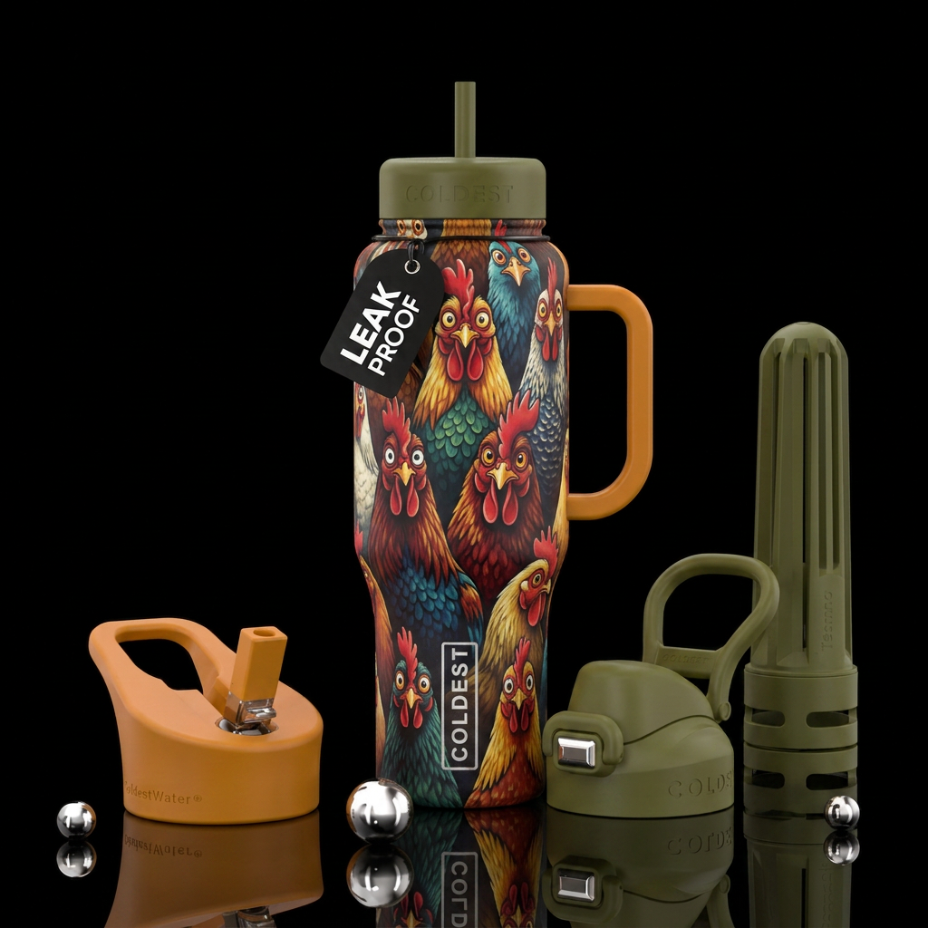 Let’s Play Chicken water bottle design