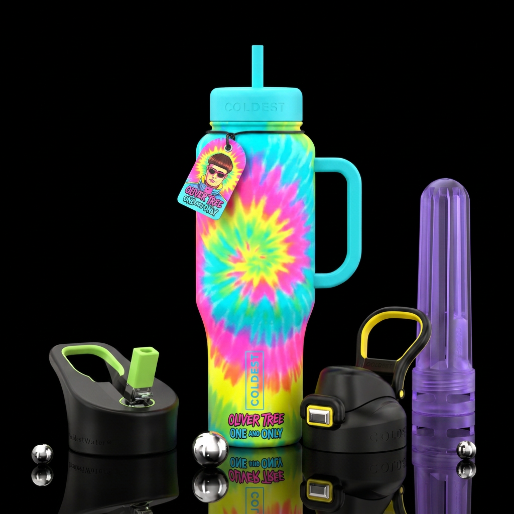 Oliver Tree water bottle design