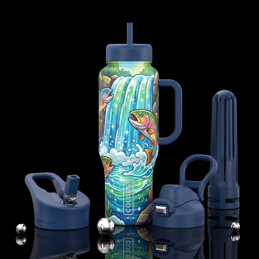 Lets fish water bottle design