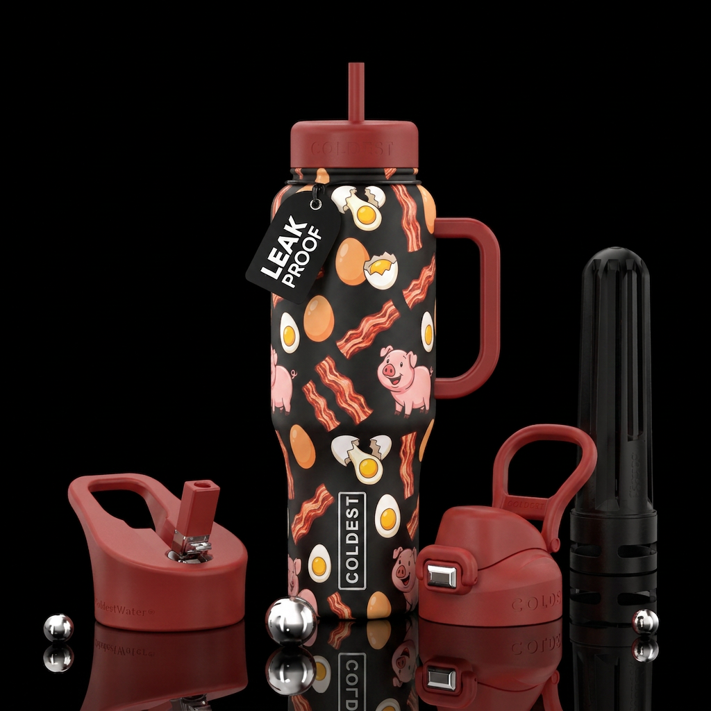 bacon and eggs water bottle design