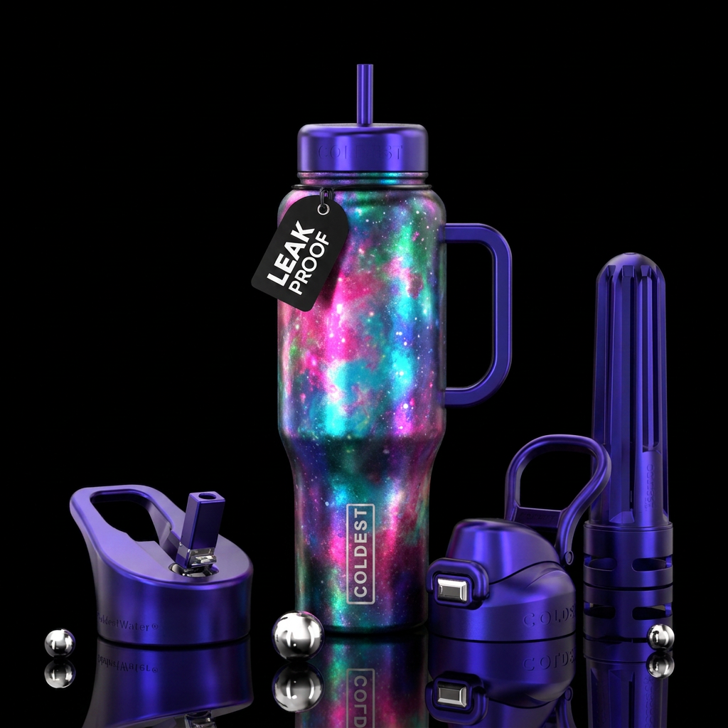 metallic galaxy water bottle design