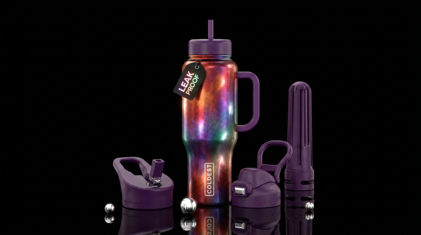 shimmery galaxy water bottle design
