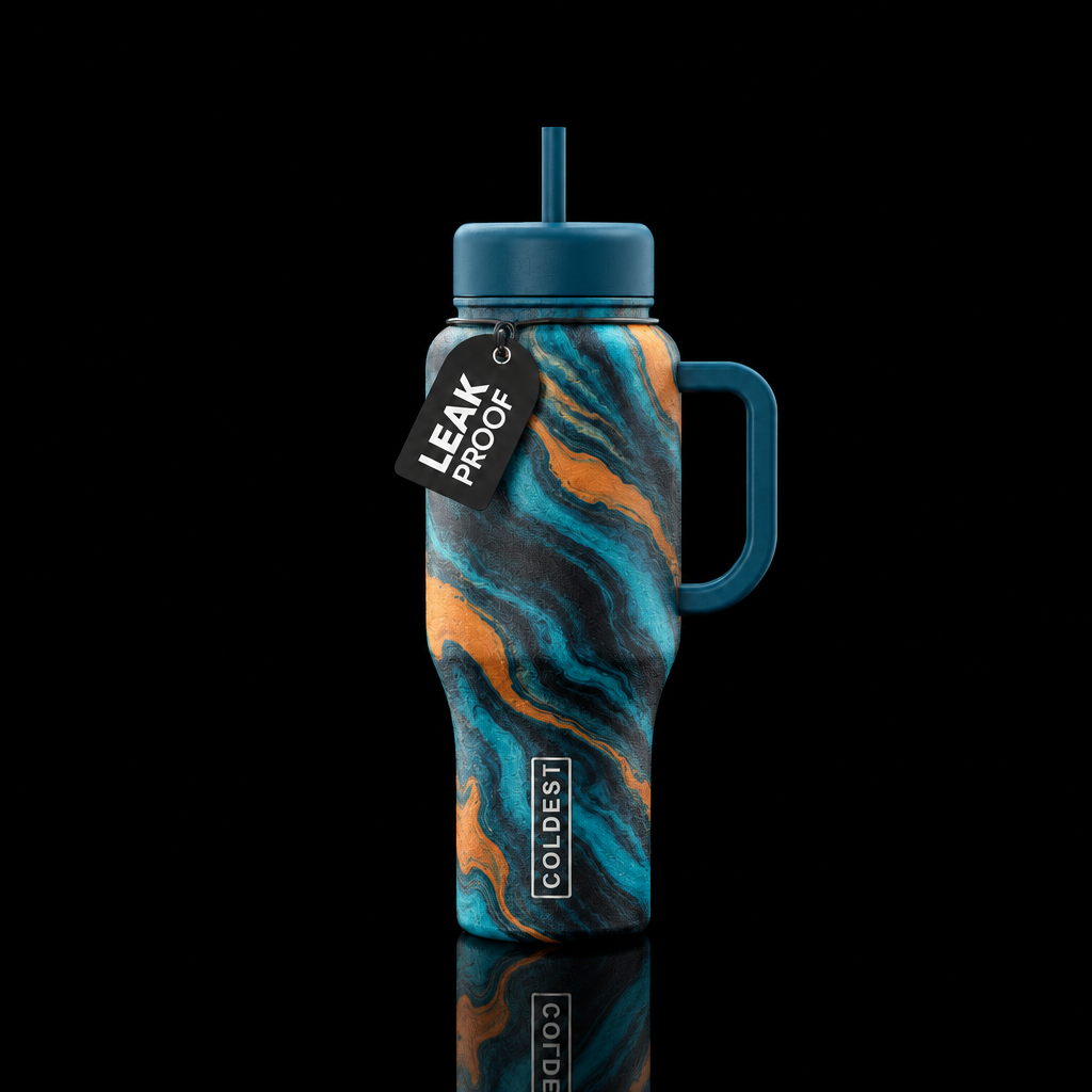 stylistic, rugged, matte, swirls water bottle design