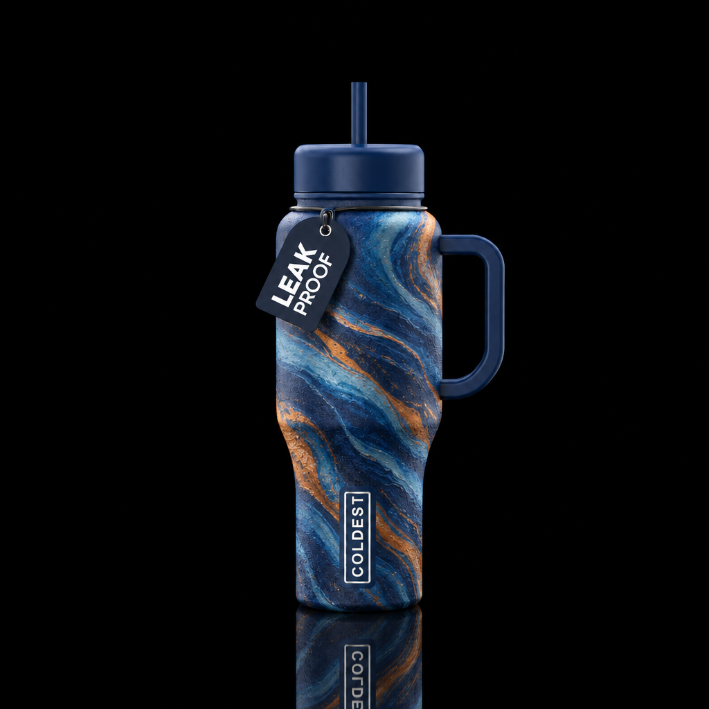 stylistic, rugged, matte, swirls water bottle design