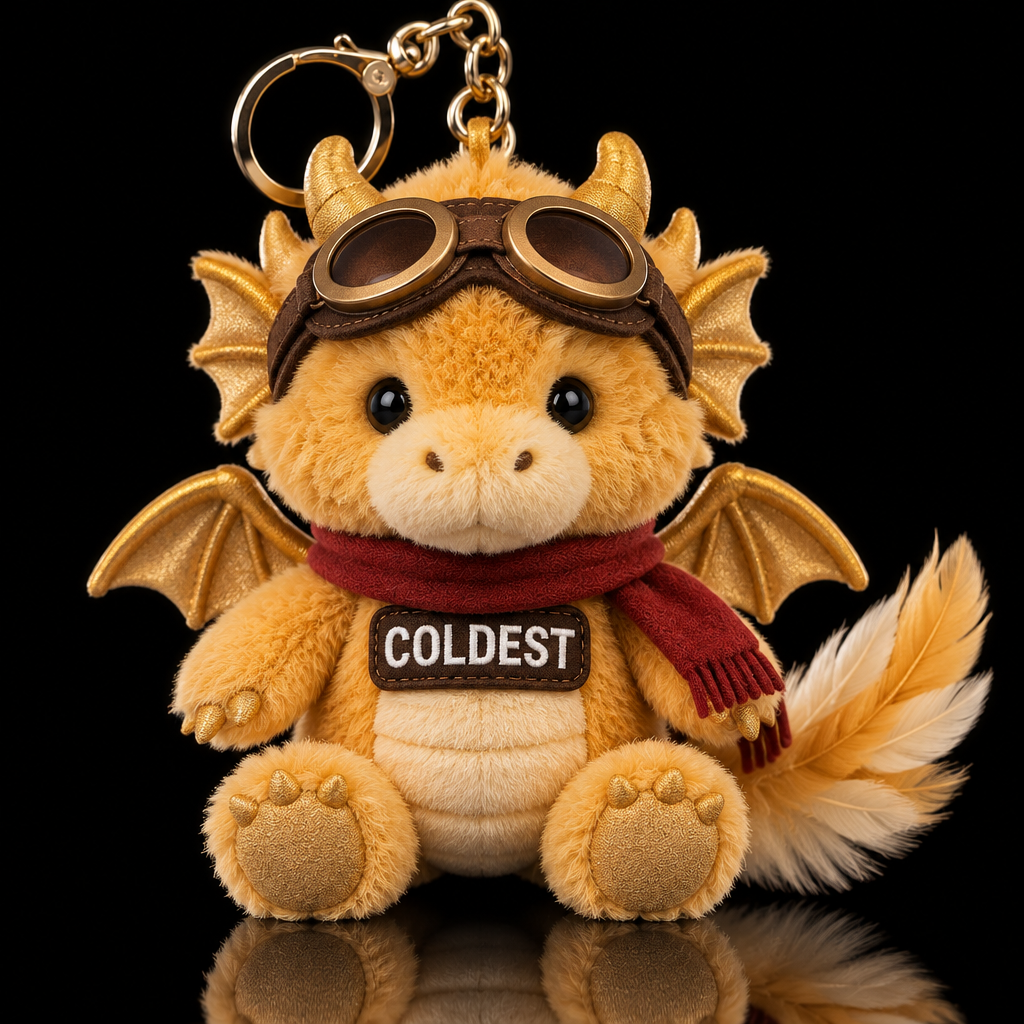 Golden dragon with a feather tail and no jackets o... water bottle design