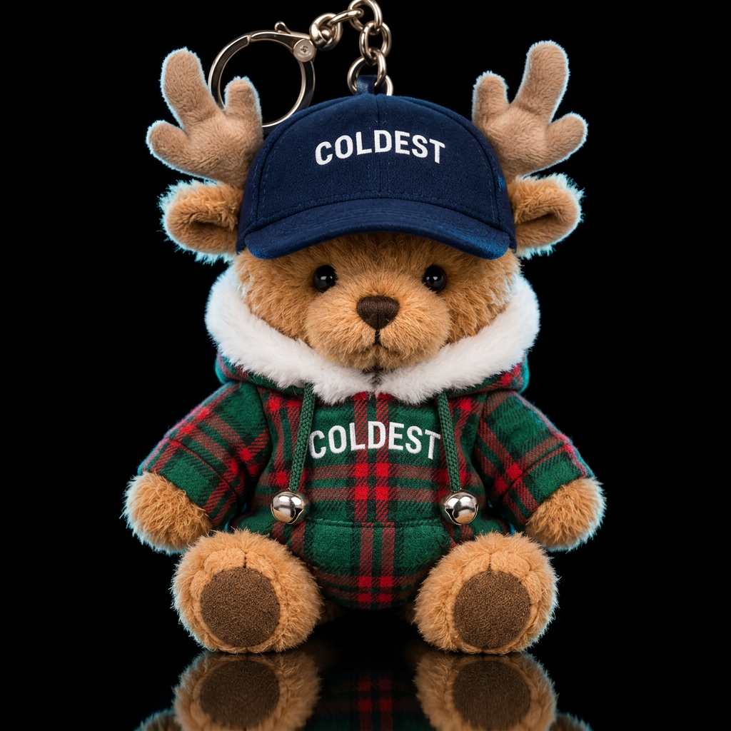 Reindeer, antlers, green and red plaid with white ... water bottle design