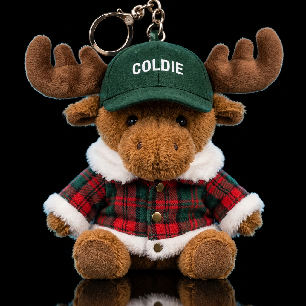 Moose, red and green plaid jacket, dark green hat,... water bottle design