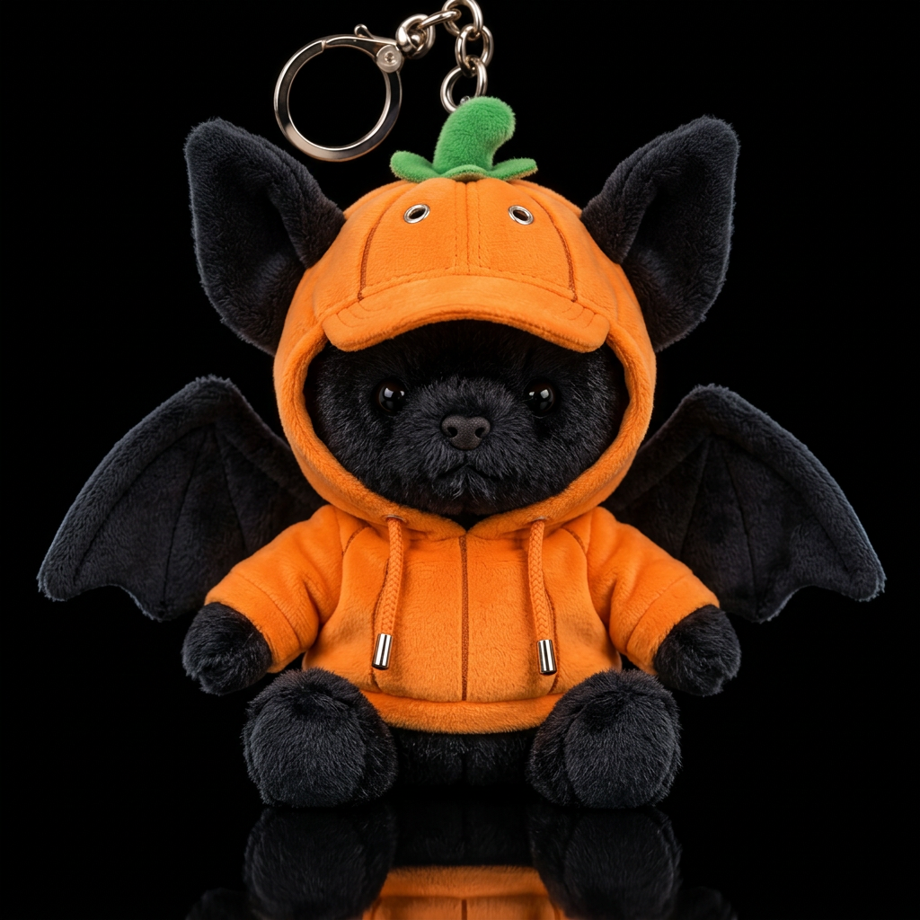 Black Bat, wings, big ears, pumpkin costume, orang... water bottle design