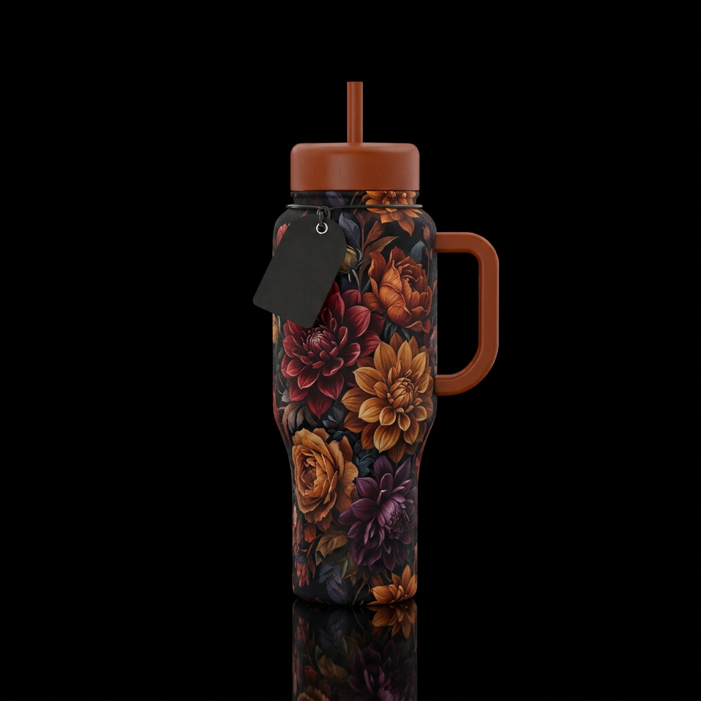 Dark, autumn, dark mood, moody, autumn colored lar... water bottle design