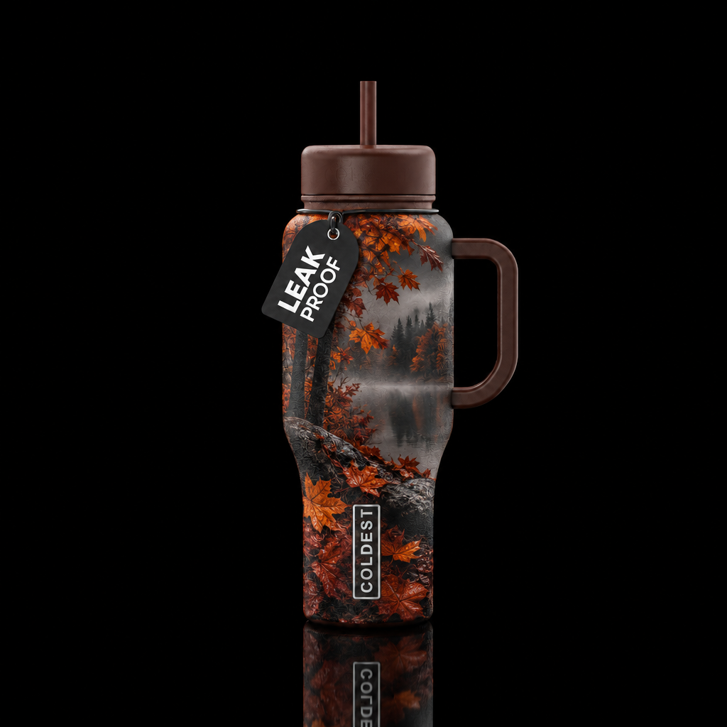 Autumn, dark, gloomy water bottle design