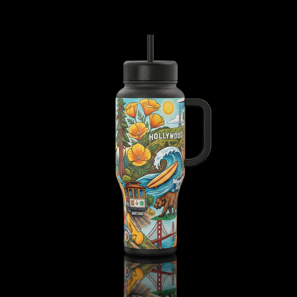 Everything California water bottle design