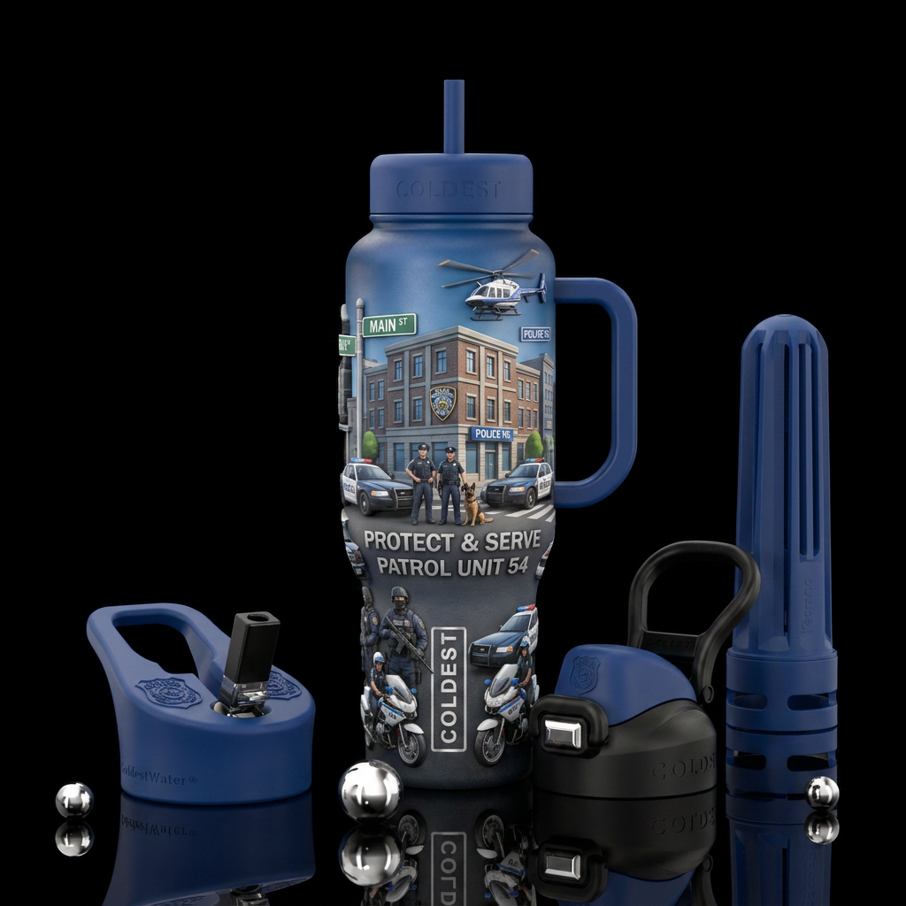 3d police water bottle design