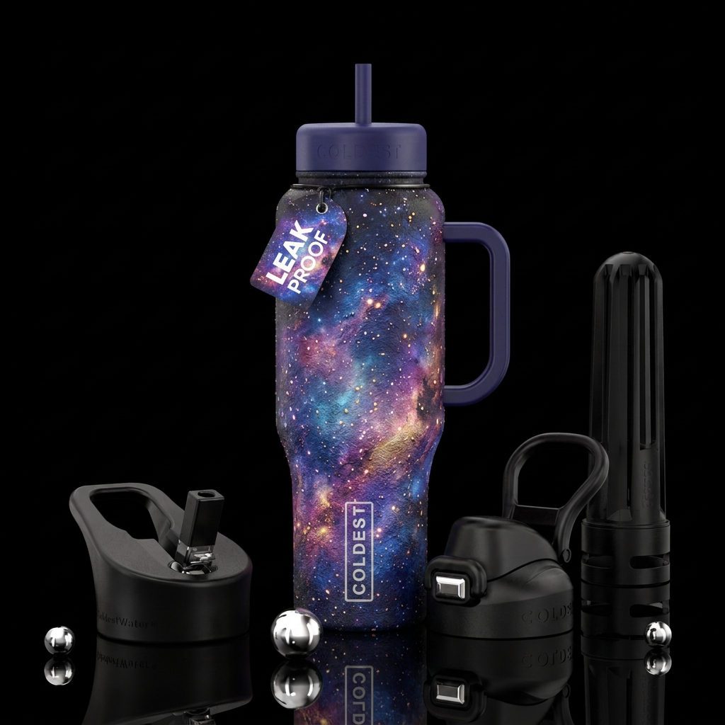 3d galaxies water bottle design