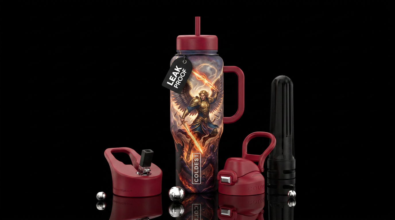 Warrior Arch angel, fighting evil, fire, sword, ba... water bottle design