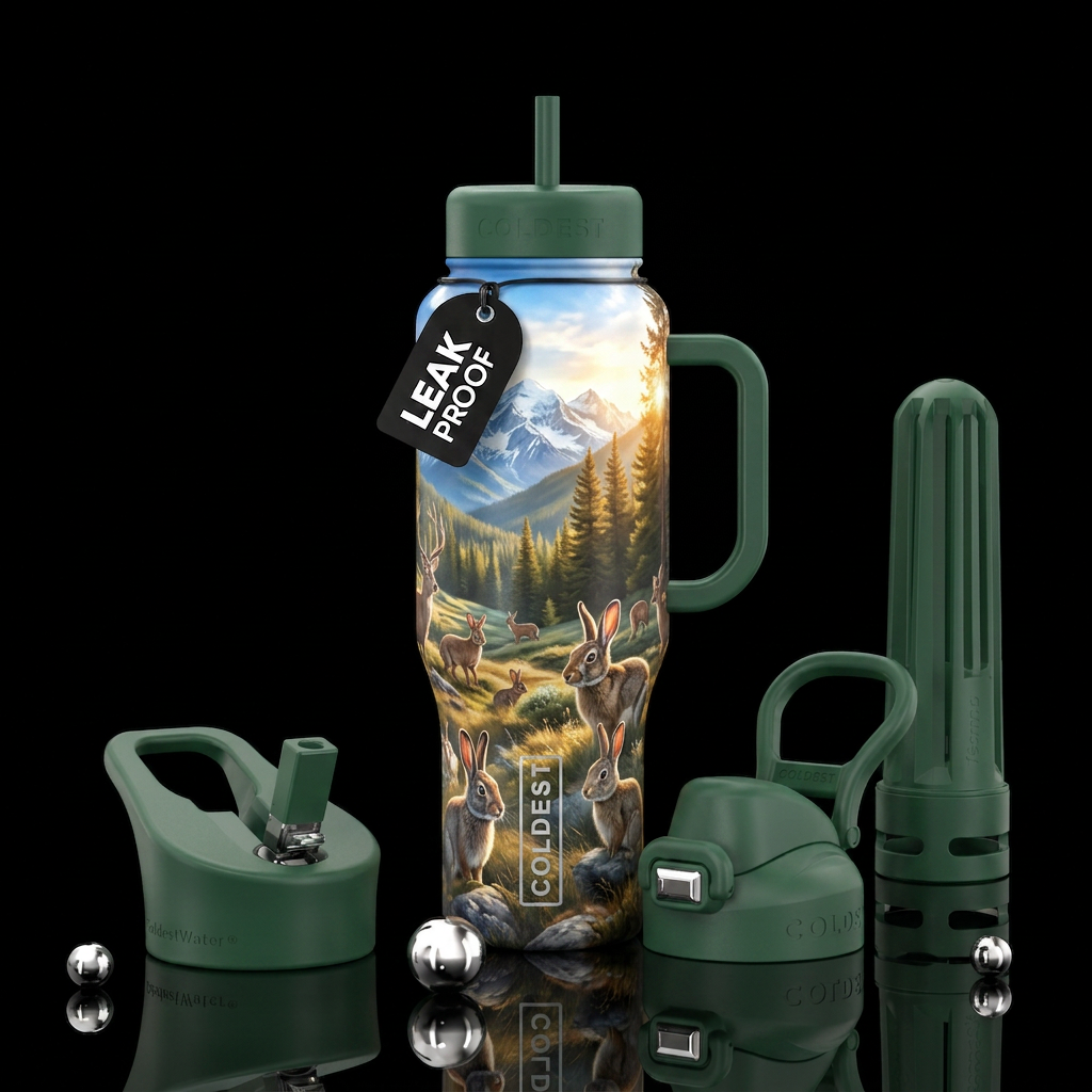 Nature, wild animals, rabbits, Forrest, mountains,... water bottle design