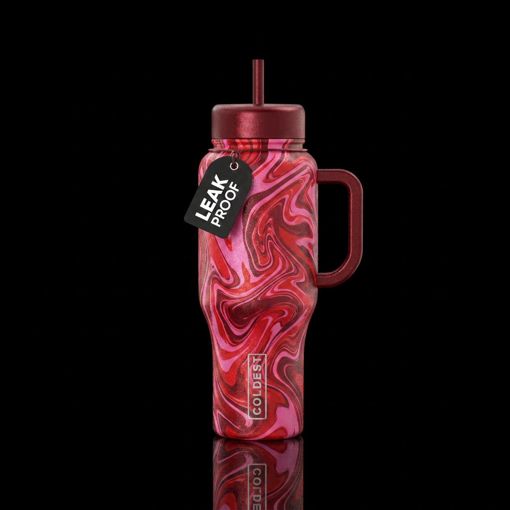 Dragons blood red, vampire red, hot pink swirled t... water bottle design
