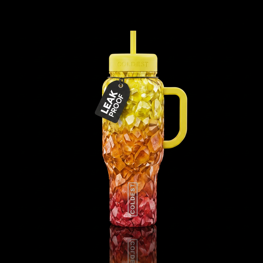 3D Yellow quartz fading to orange quartz fading to... water bottle design