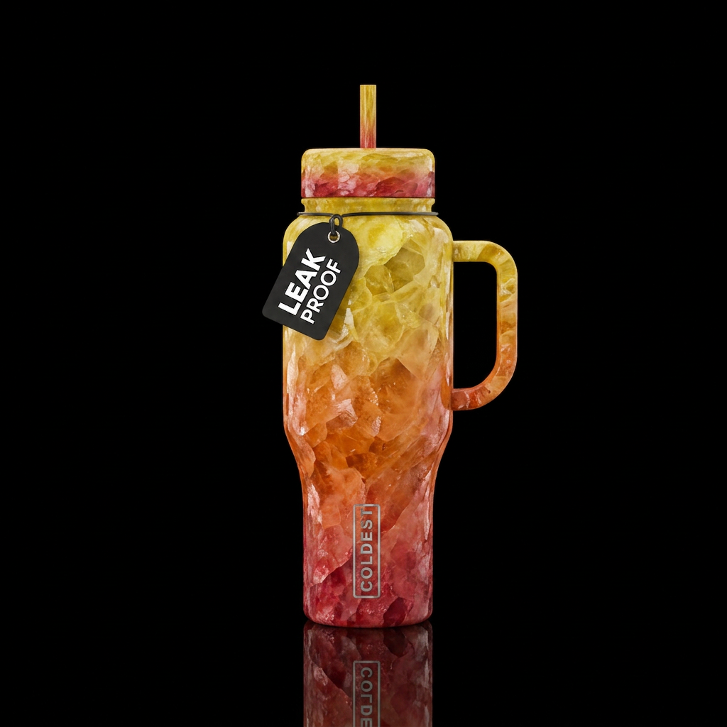 3D Yellow quartz fading to orange quartz fading to... water bottle design